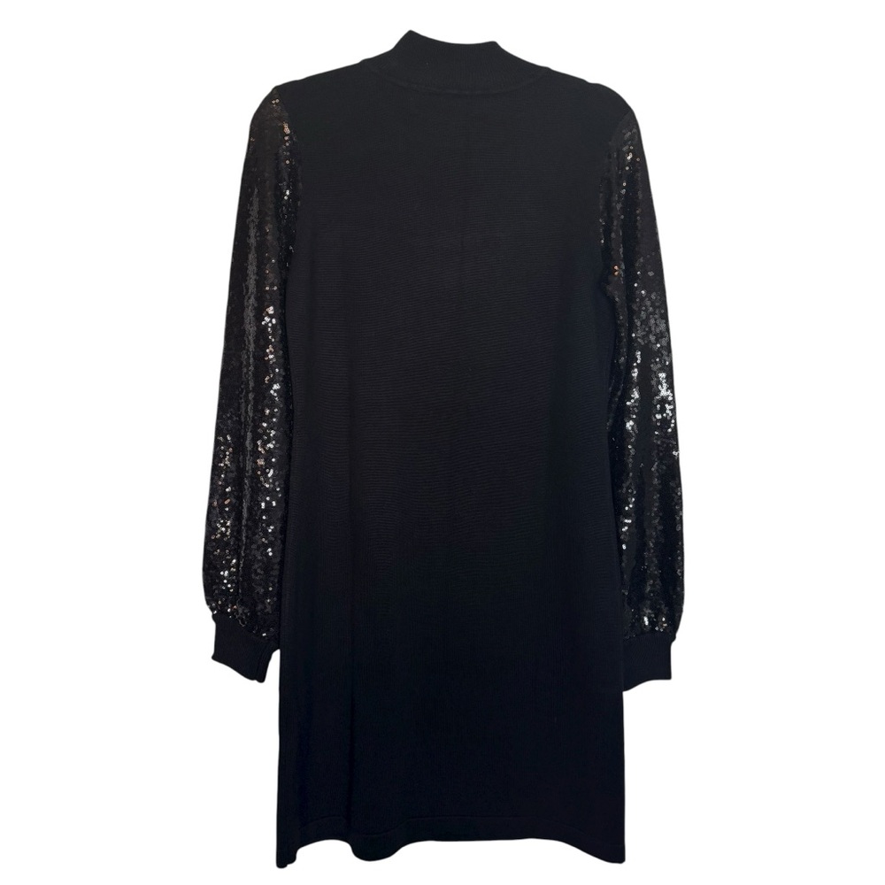 NWT Willow Glenn Black Balloon Sequin Sleeve Medium Sweater Dress - Picture 4 of 9